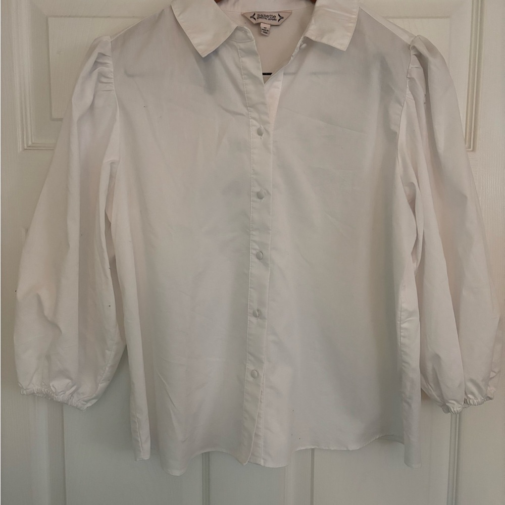 Nanette Lepore White Puff Sleeve Button-Down Shirt